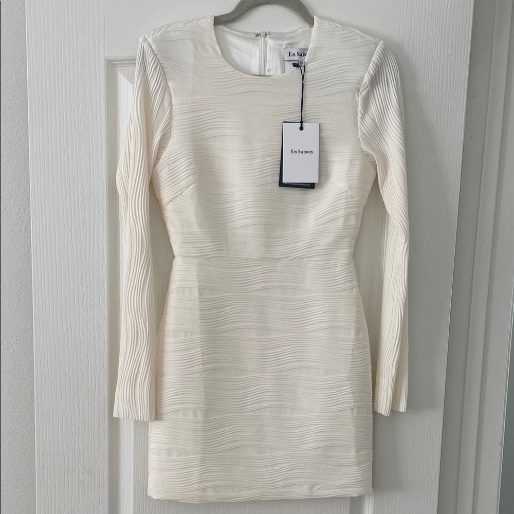 En Saison Cream Long Sleeve Dress